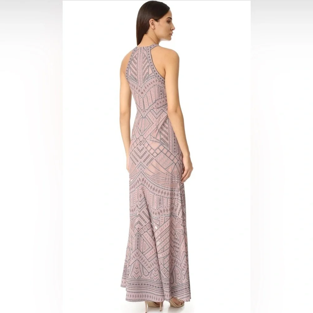 BCBGMaxAzria Felicia Burnout Mesh Gown in Antique Rose